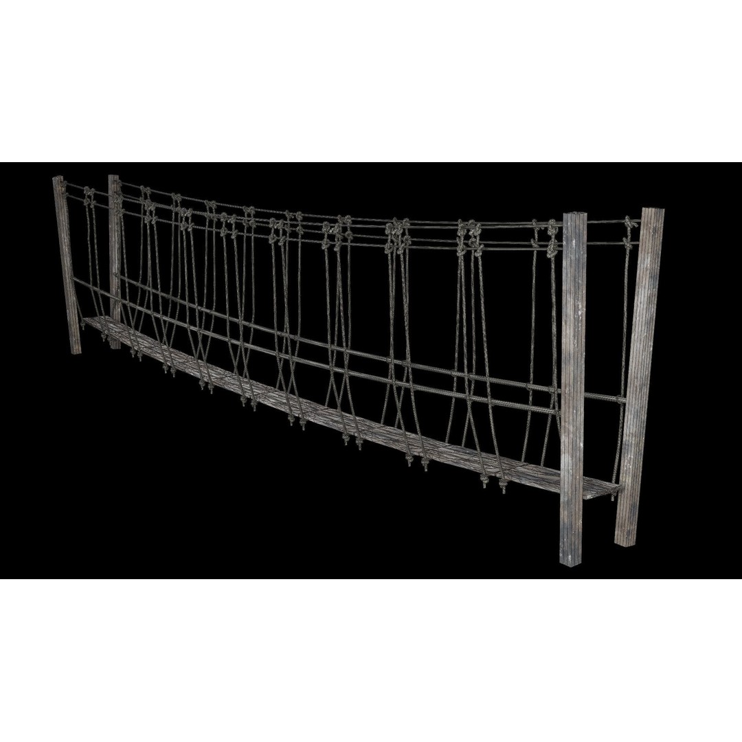 Rope Bridge 3D Model – Low Poly Game Asset, FBX & OBJ Formats - View 33