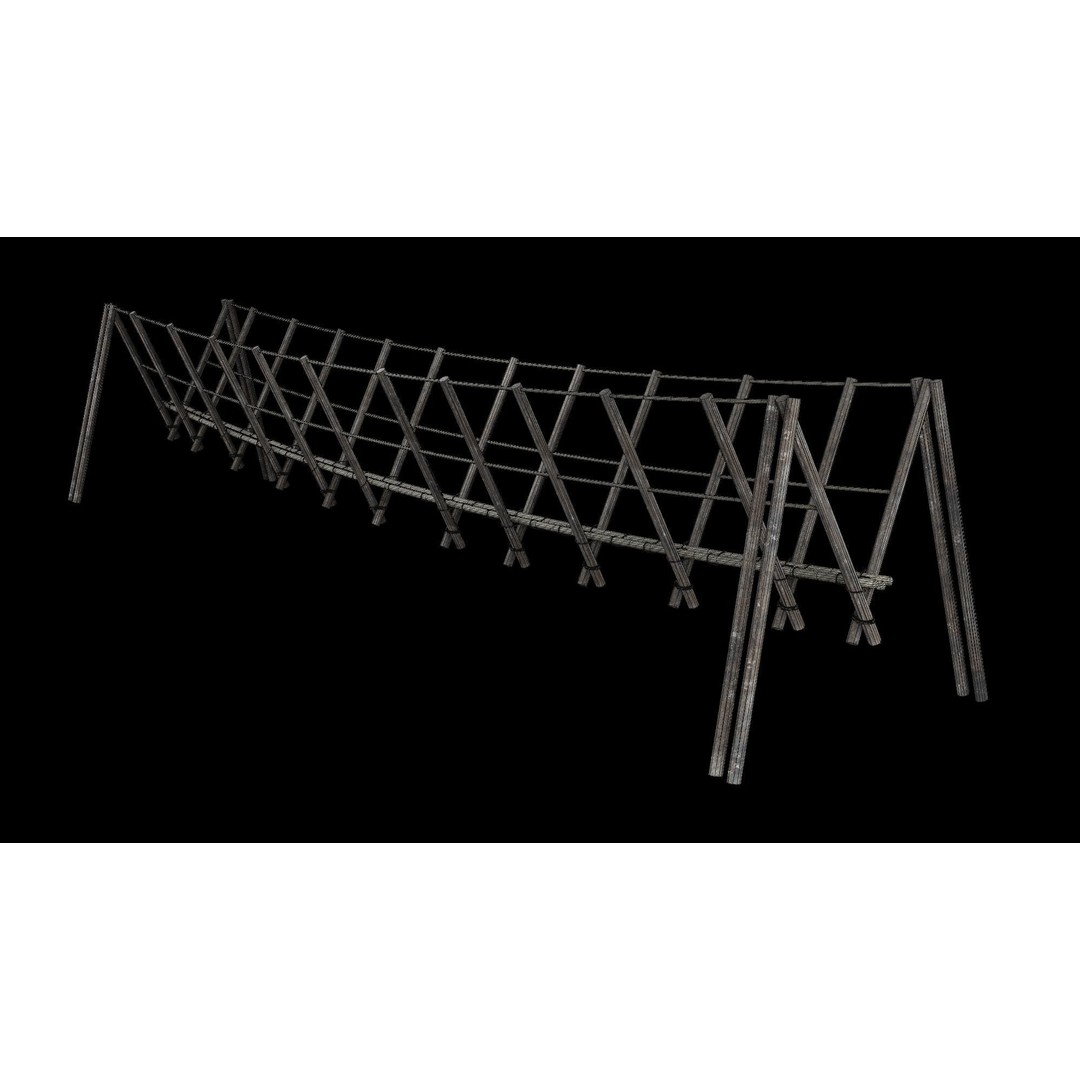 Rope Bridge 3D Model – Low Poly Game Asset, FBX & OBJ Formats - View 34
