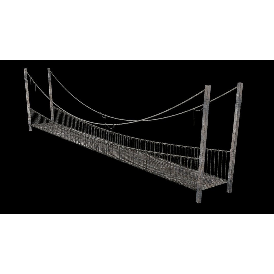 Rope Bridge 3D Model – Low Poly Game Asset, FBX & OBJ Formats - View 35