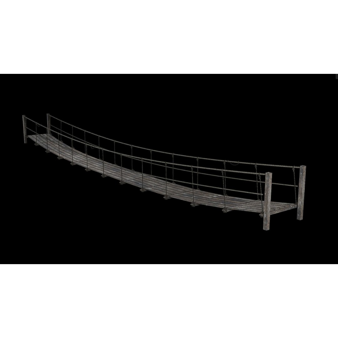 Rope Bridge 3D Model – Low Poly Game Asset, FBX & OBJ Formats - View 36