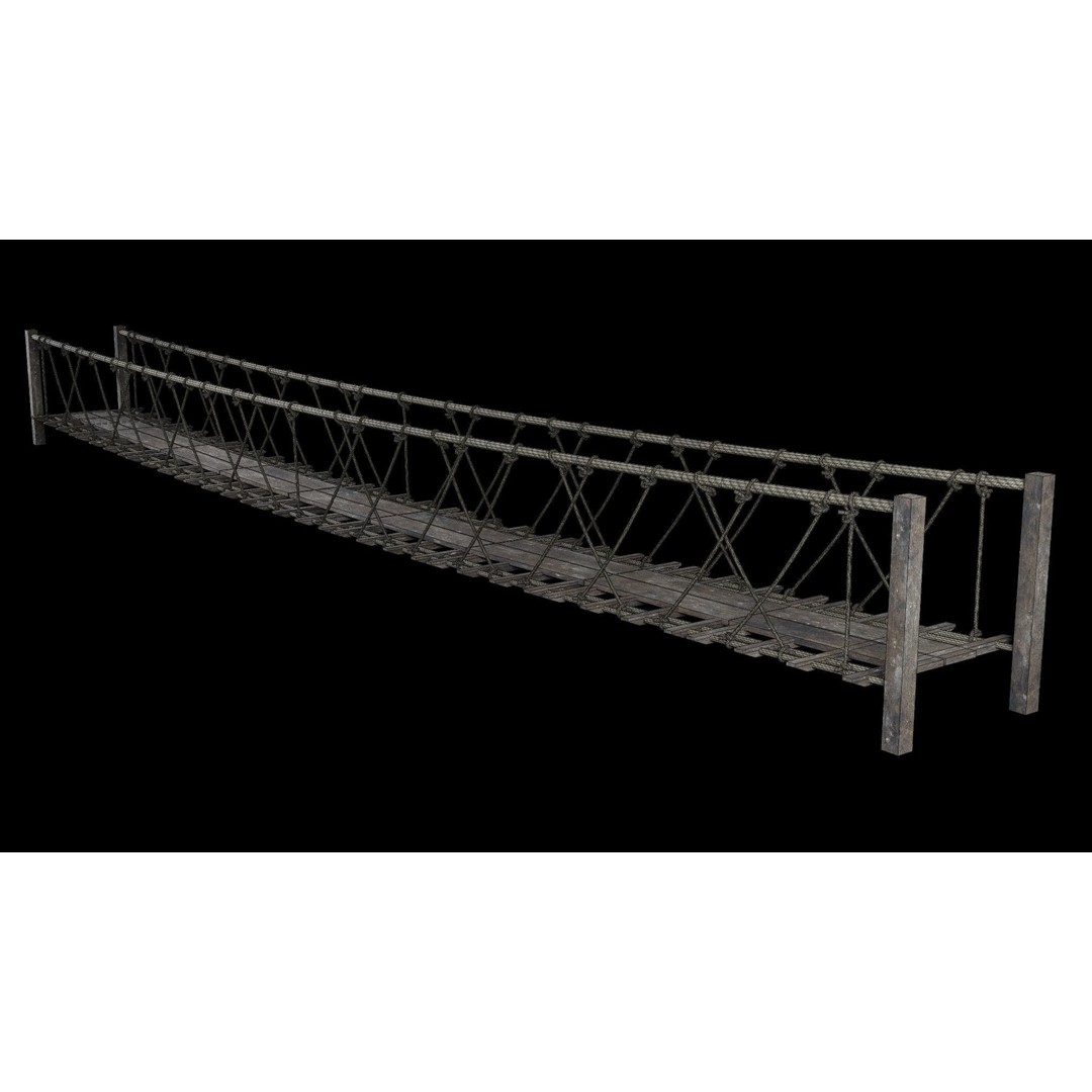 Rope Bridge 3D Model – Low Poly Game Asset, FBX & OBJ Formats - View 37