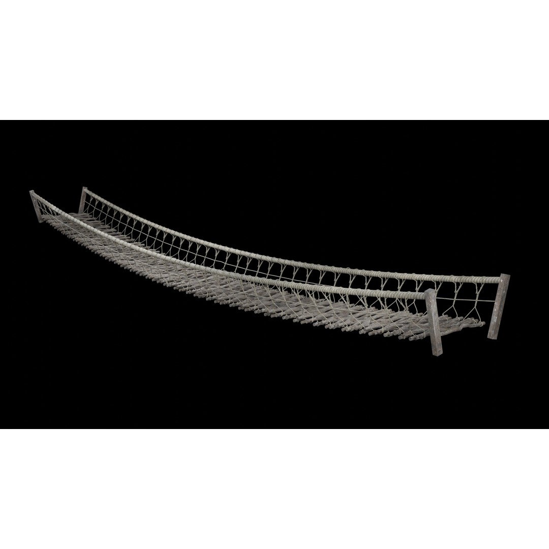 Rope Bridge 3D Model – Low Poly Game Asset, FBX & OBJ Formats - View 4