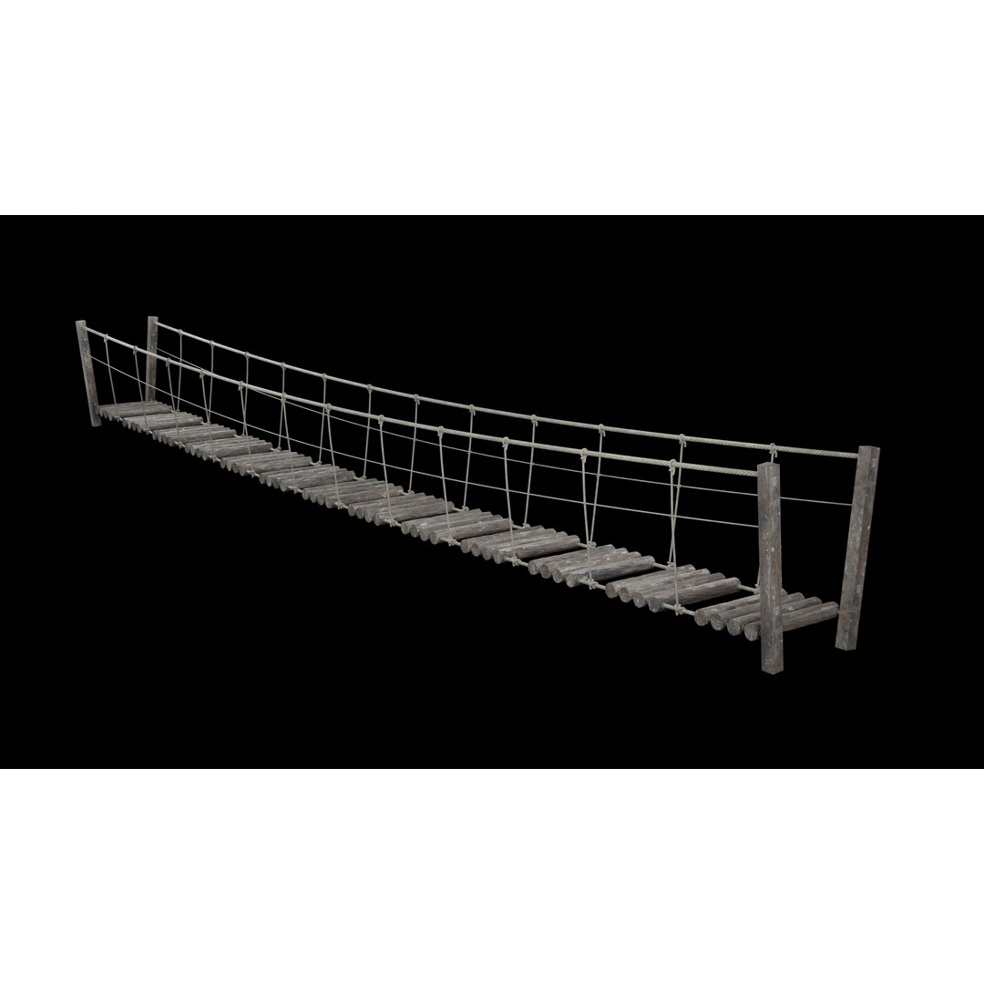 Rope Bridge 3D Model – Low Poly Game Asset, FBX & OBJ Formats - View 5