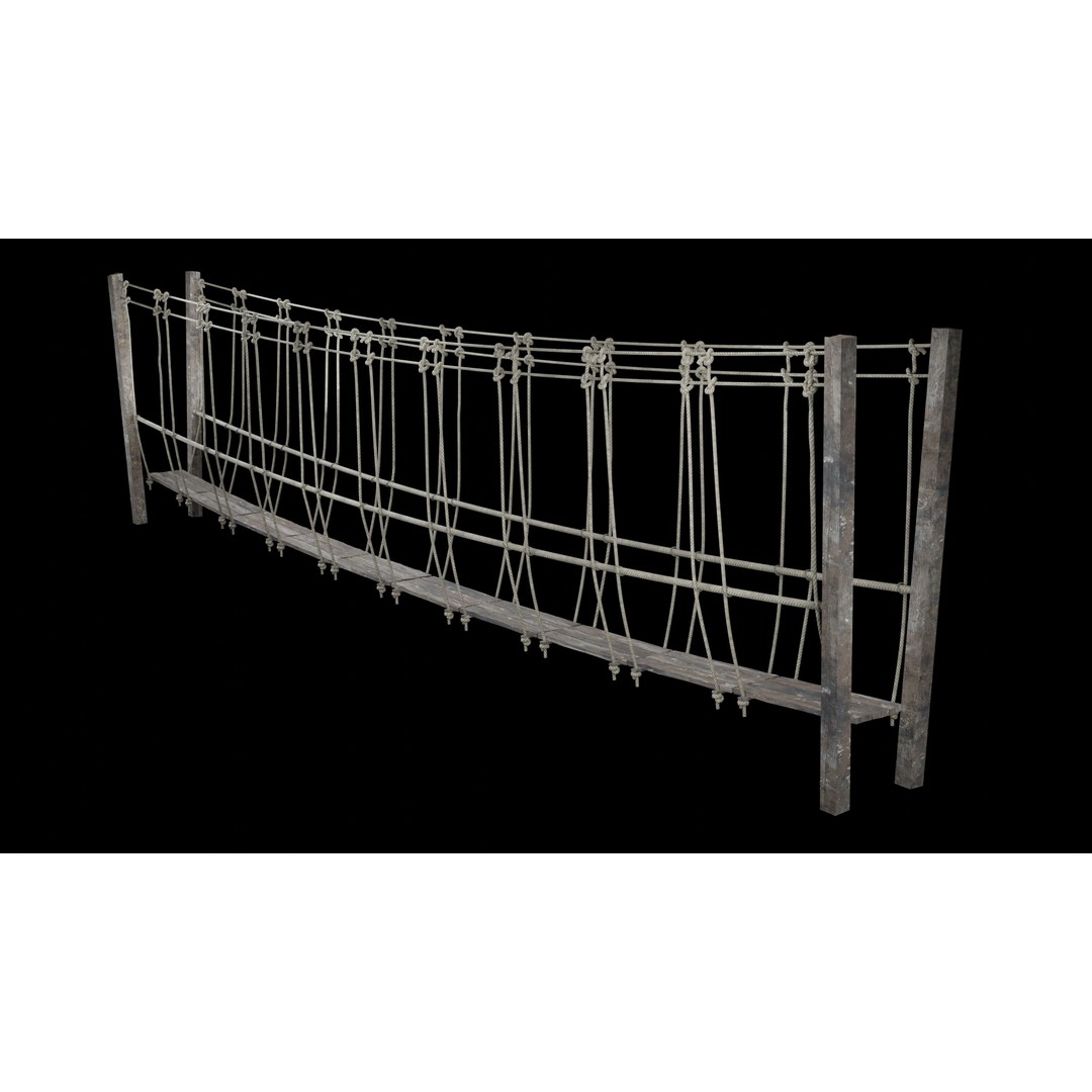 Rope Bridge 3D Model – Low Poly Game Asset, FBX & OBJ Formats - View 6