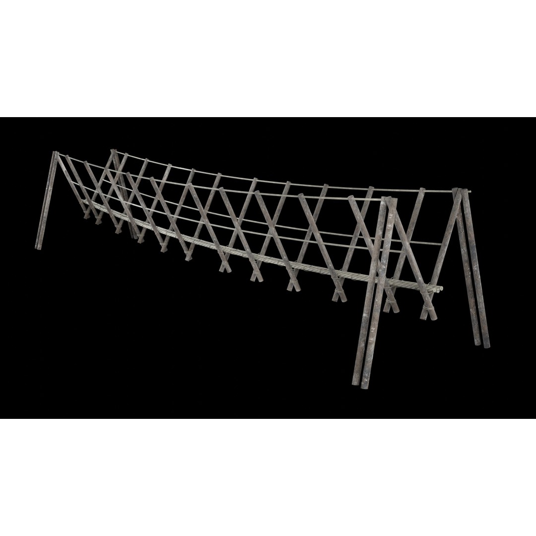 Rope Bridge 3D Model – Low Poly Game Asset, FBX & OBJ Formats - View 7