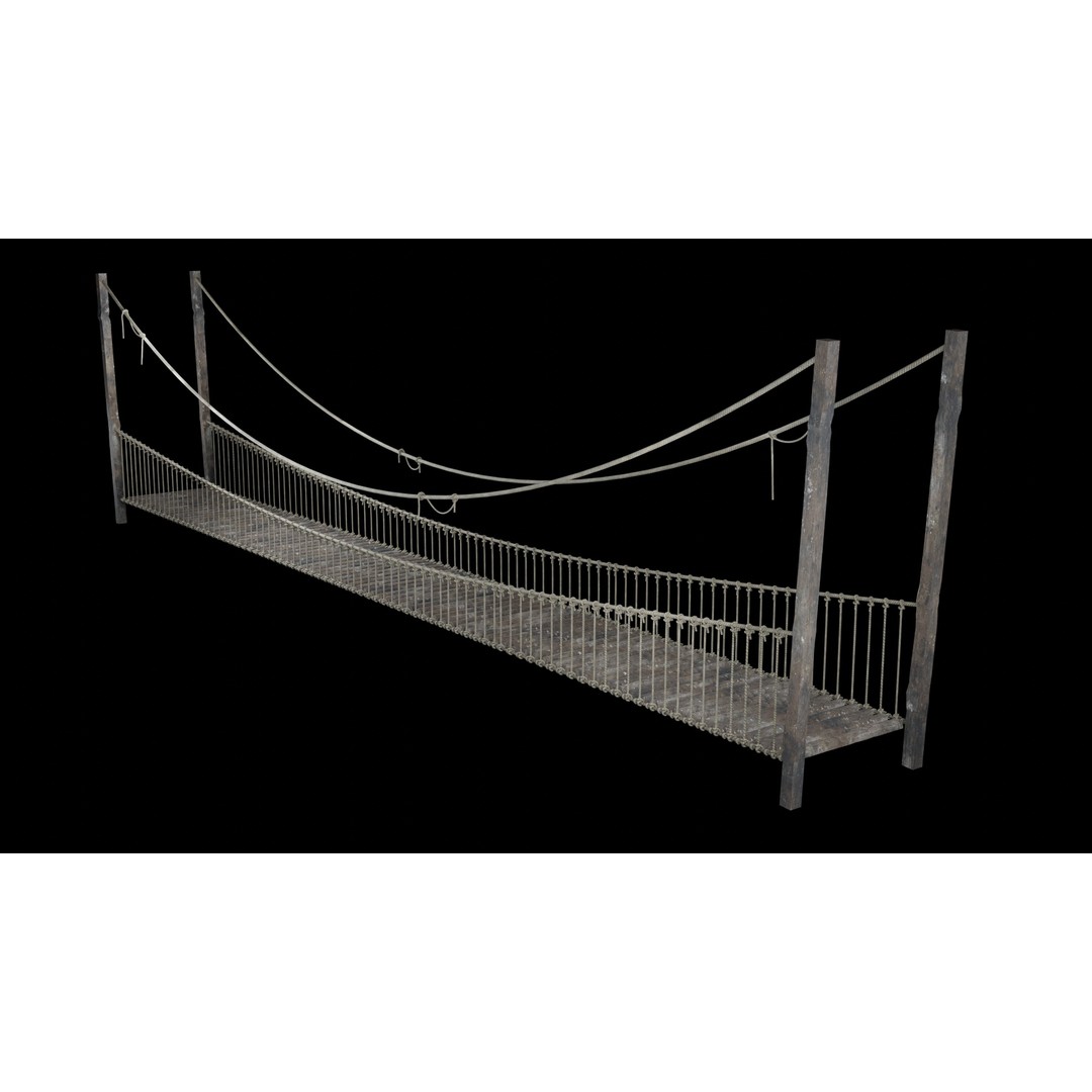 Rope Bridge 3D Model – Low Poly Game Asset, FBX & OBJ Formats - View 8