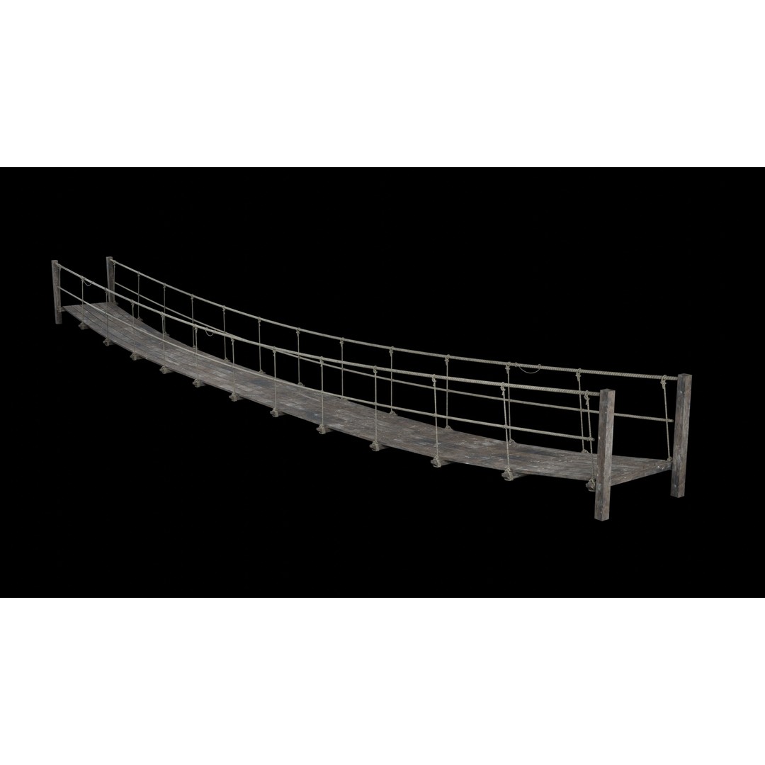 Rope Bridge 3D Model – Low Poly Game Asset, FBX & OBJ Formats - View 9