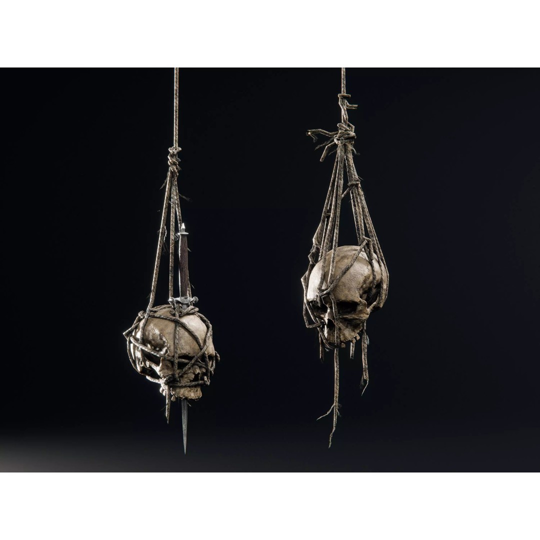 Skull 3D Model – Low Poly Decoration Asset with PBR Textures, FBX - View 3
