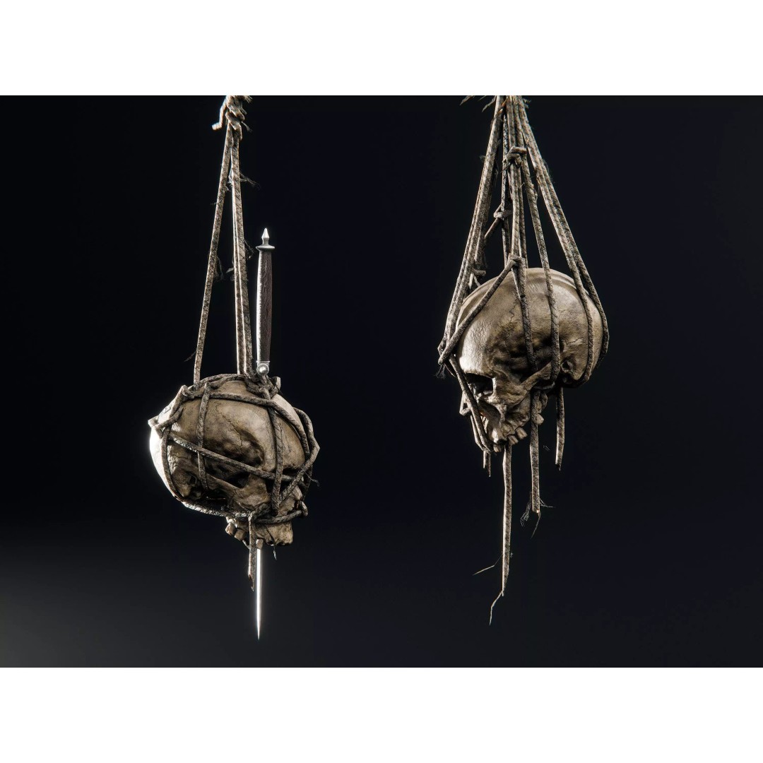 Skull 3D Model – Low Poly Decoration Asset with PBR Textures, FBX - View 5