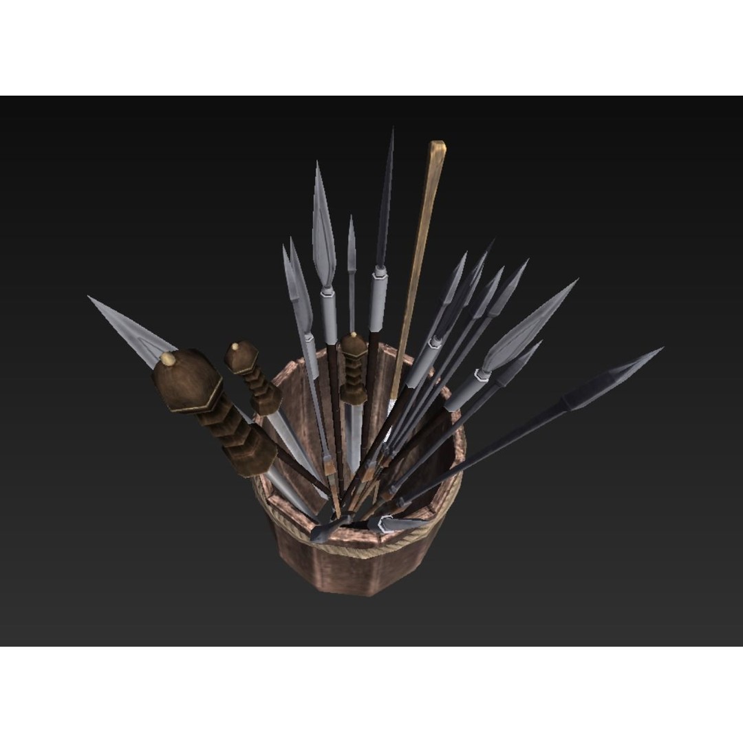 Roman Weaponry Stand 3D Model – Low Poly Historical Display, FBX - View 11