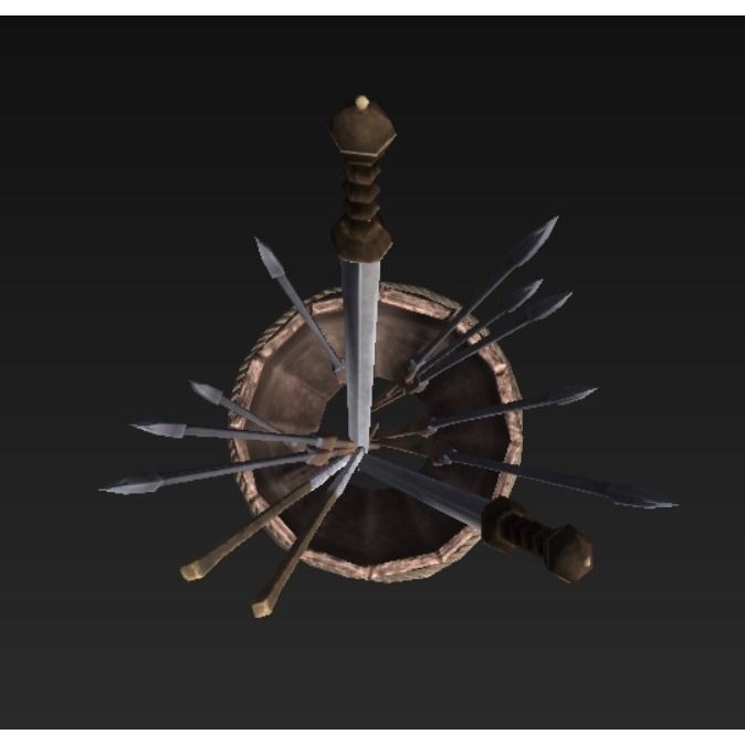 Roman Weaponry Stand 3D Model – Low Poly Historical Display, FBX - View 15