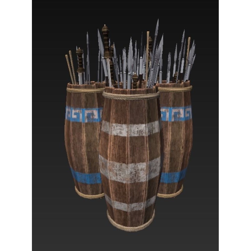 Roman Weaponry Stand 3D Model – Low Poly Historical Display, FBX - View 3