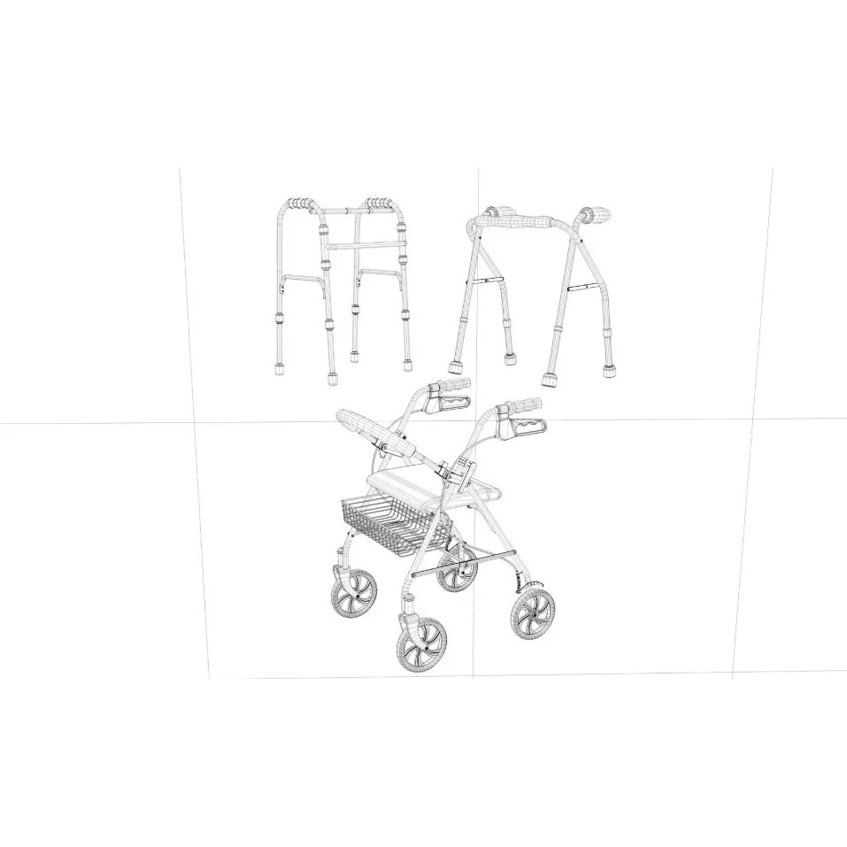 Rollator Walker 3D Model – High-Quality Game-Ready Asset, FBX, OBJ, Blender - View 11