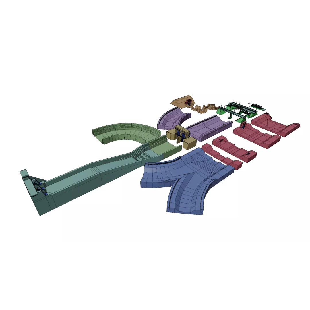 Flood Control Channel System 3D Model – Low Poly Game Asset, FBX