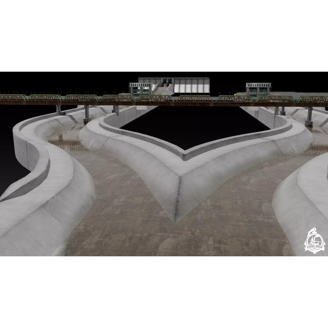 Flood Control Channel System 3D Model – Low Poly Game Asset, FBX - View 10