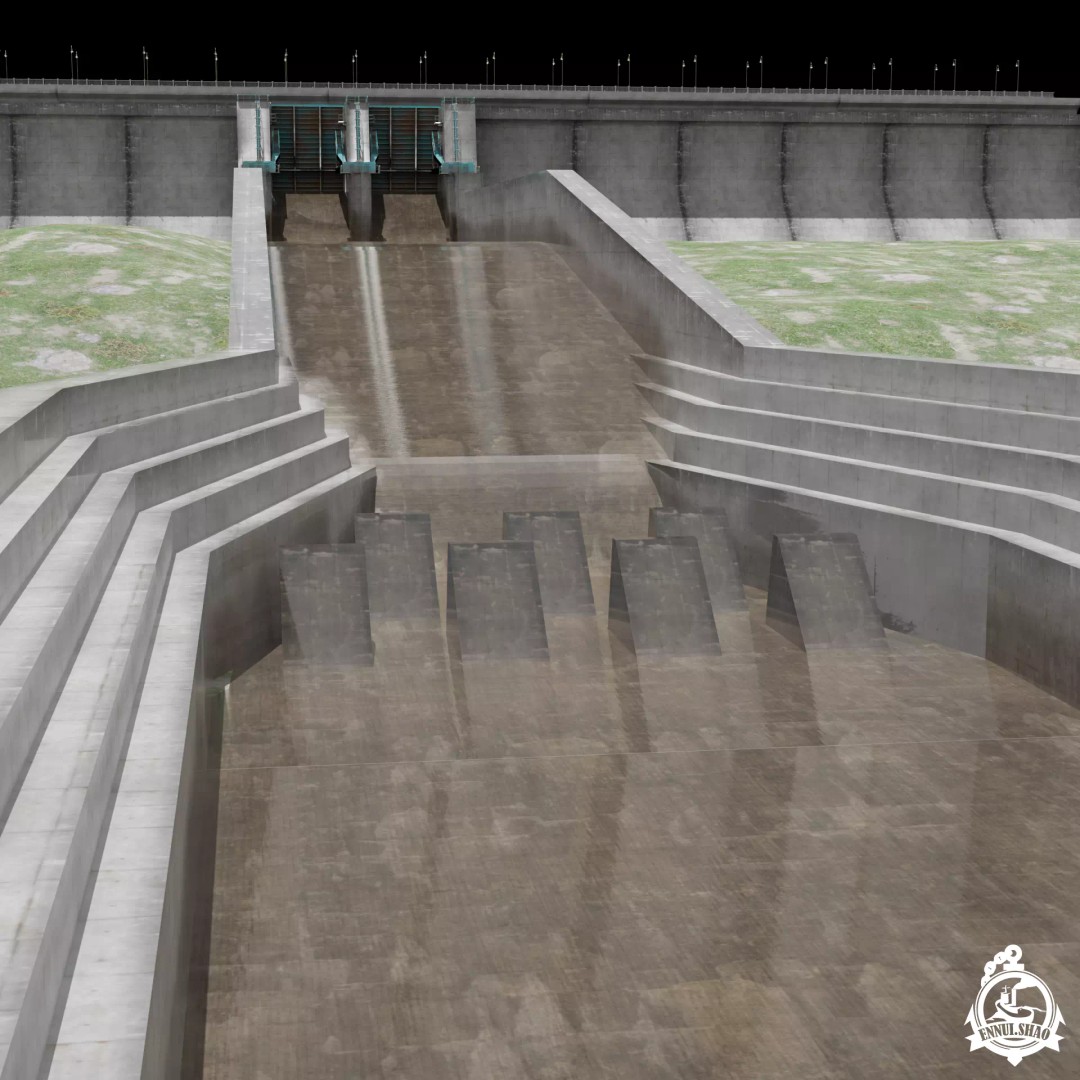 Flood Control Channel System 3D Model – Low Poly Game Asset, FBX - View 4