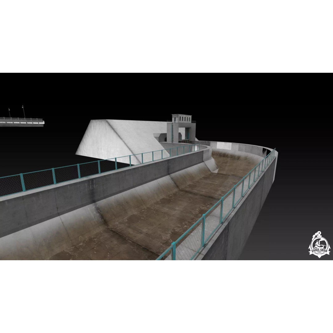 Flood Control Channel System 3D Model – Low Poly Game Asset, FBX - View 7