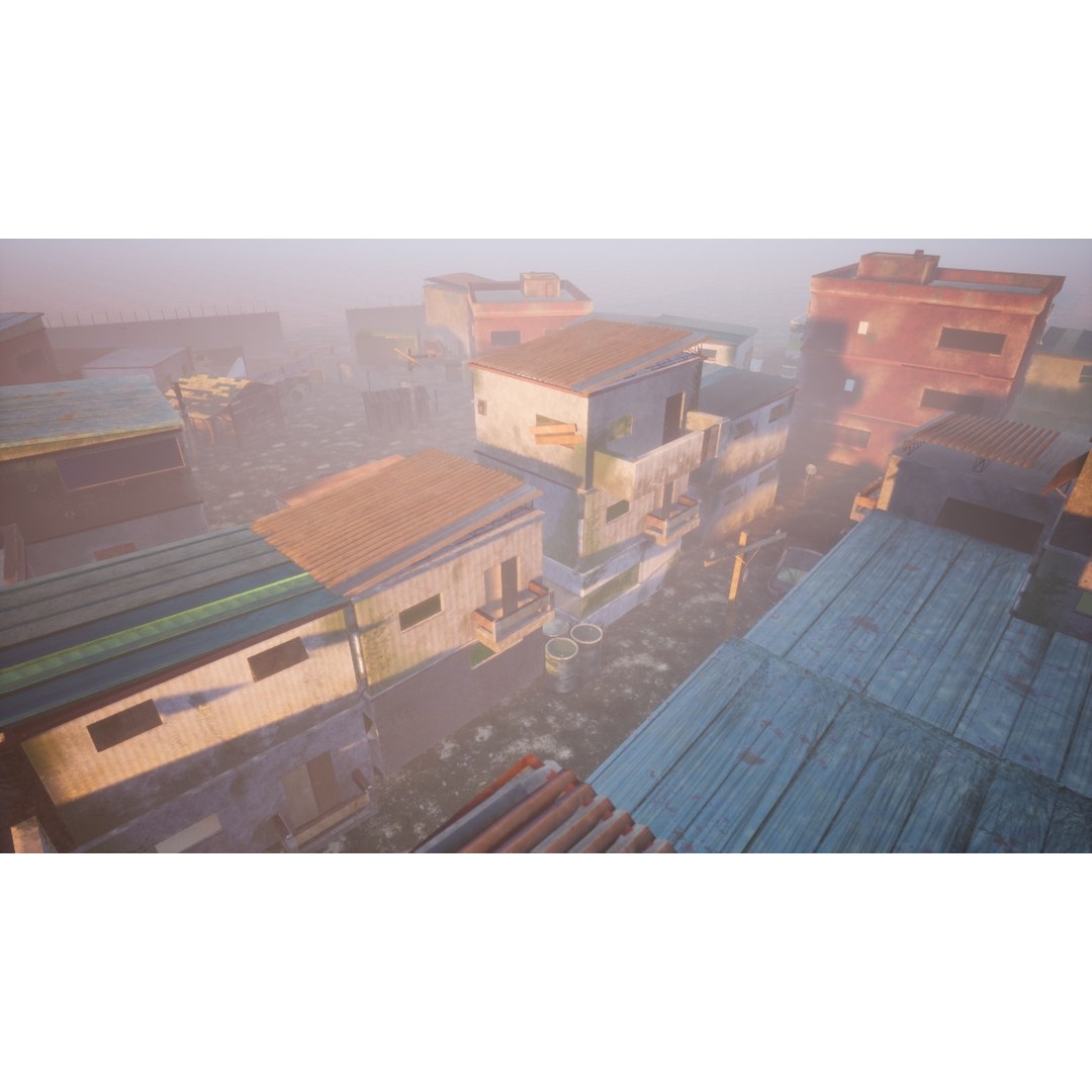 Slum Town 3D Model – Renewed Low-Poly Game Asset, FBX - View 15