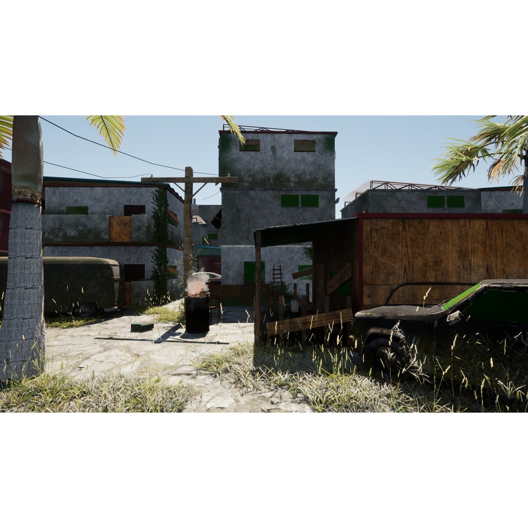 Slum Town 3D Model – Renewed Low-Poly Game Asset, FBX - View 18