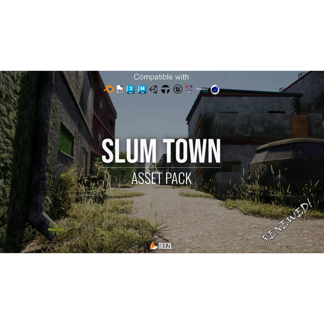 Slum Town 3D Model – Renewed Low-Poly Game Asset, FBX - View 2