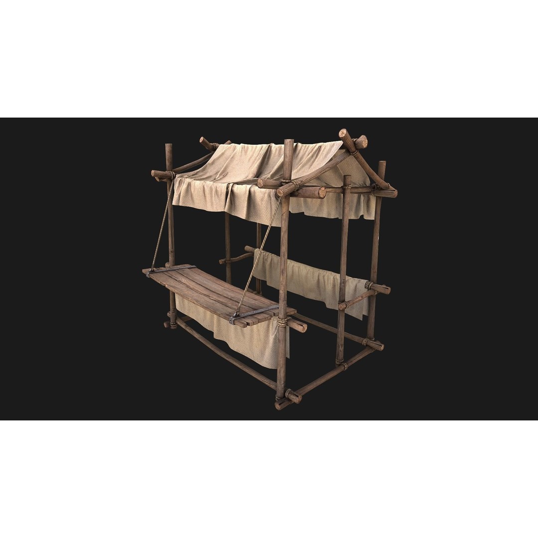 Market Stall 3D Model – Low Poly Game Ready Asset, FBX/PBR - View 13