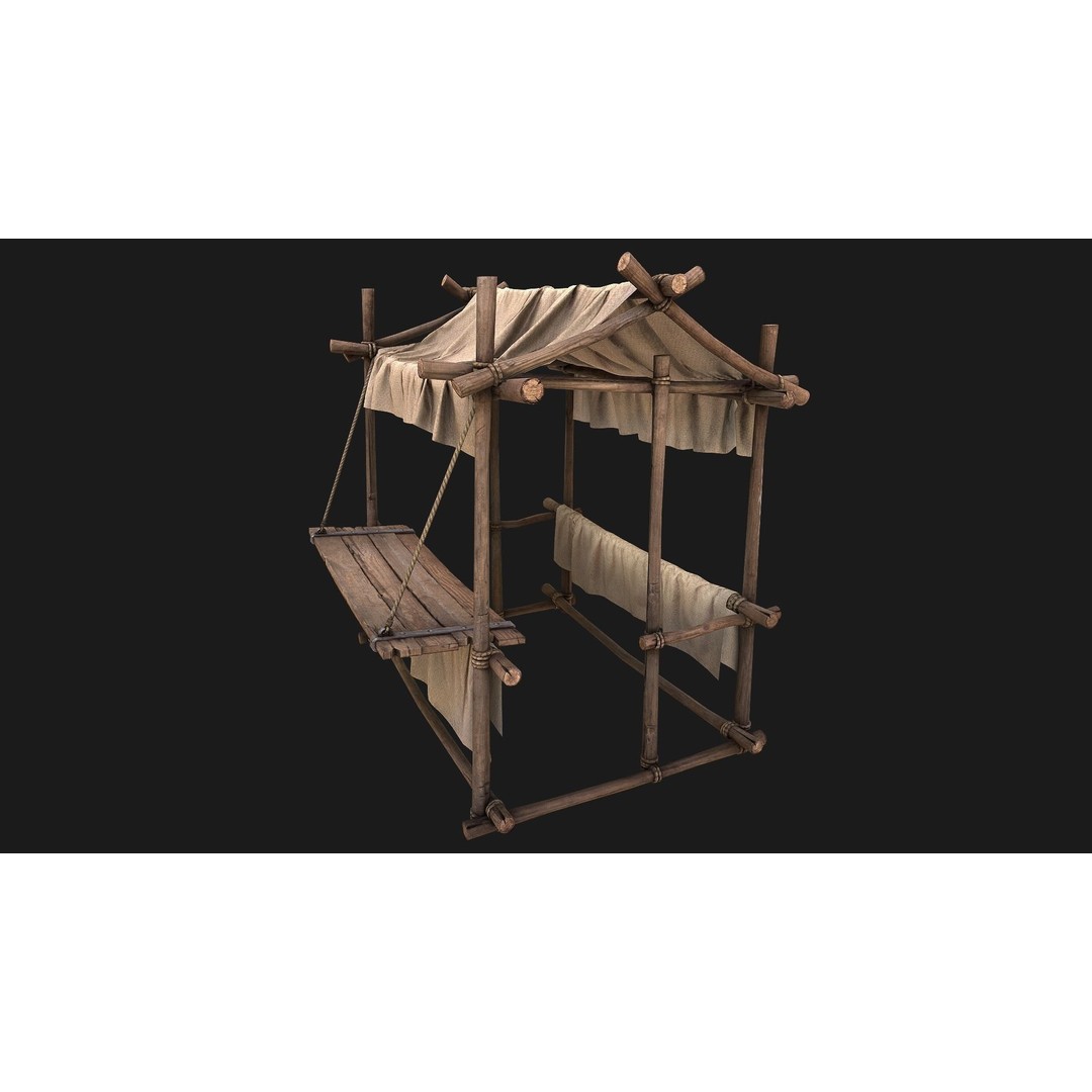 Market Stall 3D Model – Low Poly Game Ready Asset, FBX/PBR - View 14