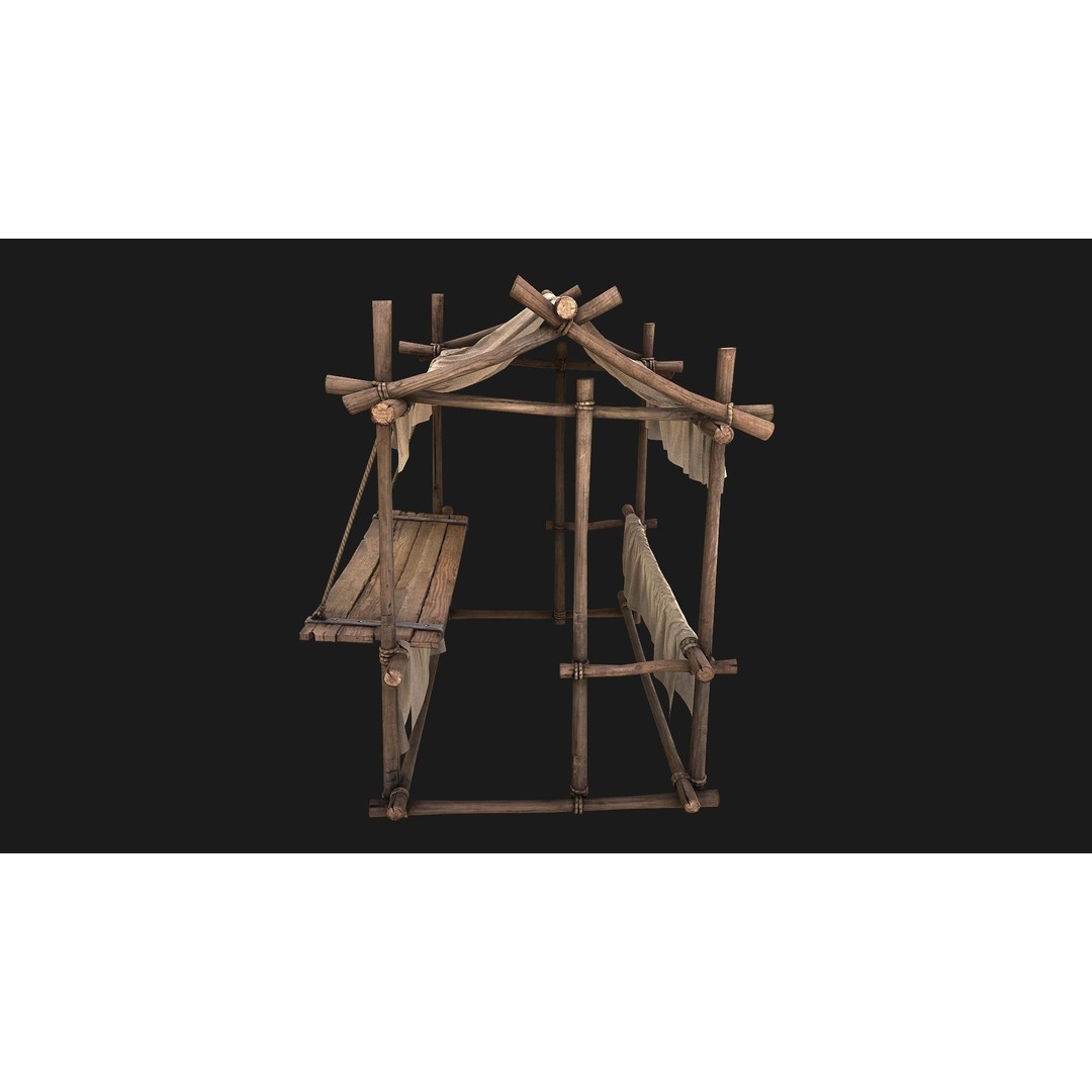 Market Stall 3D Model – Low Poly Game Ready Asset, FBX/PBR - View 15