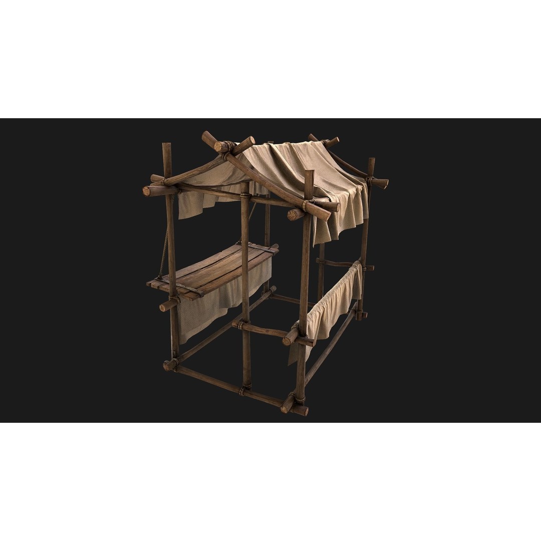 Market Stall 3D Model – Low Poly Game Ready Asset, FBX/PBR - View 17