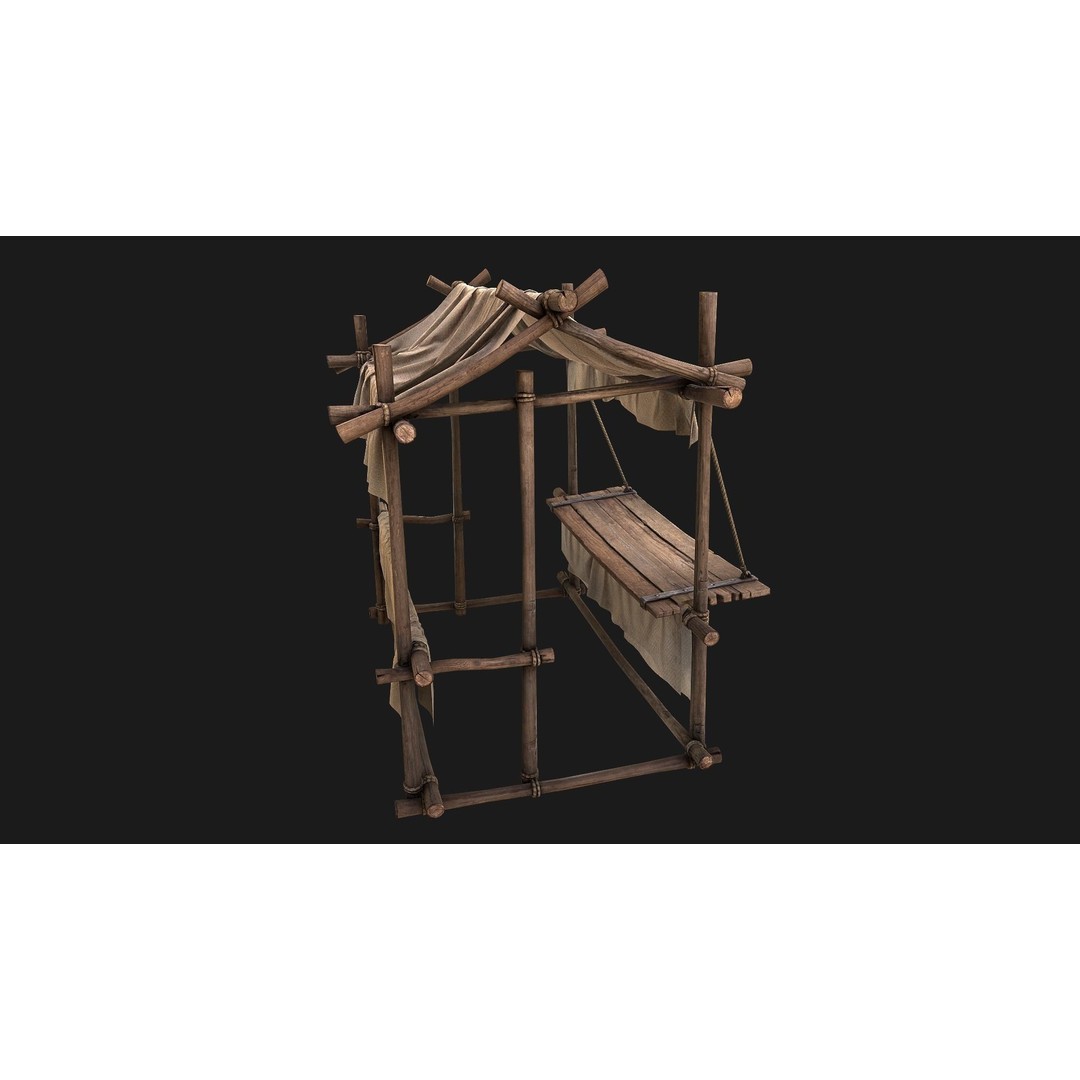 Market Stall 3D Model – Low Poly Game Ready Asset, FBX/PBR - View 4