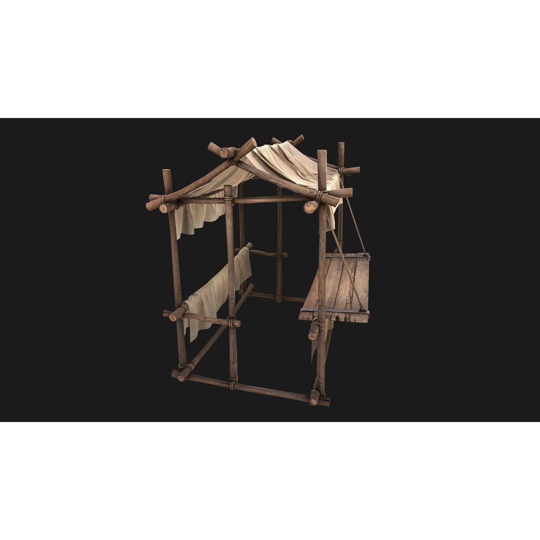 Market Stall 3D Model – Low Poly Game Ready Asset, FBX/PBR - View 5