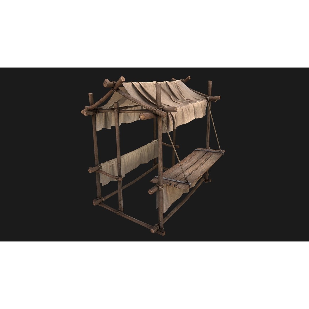 Market Stall 3D Model – Low Poly Game Ready Asset, FBX/PBR - View 6