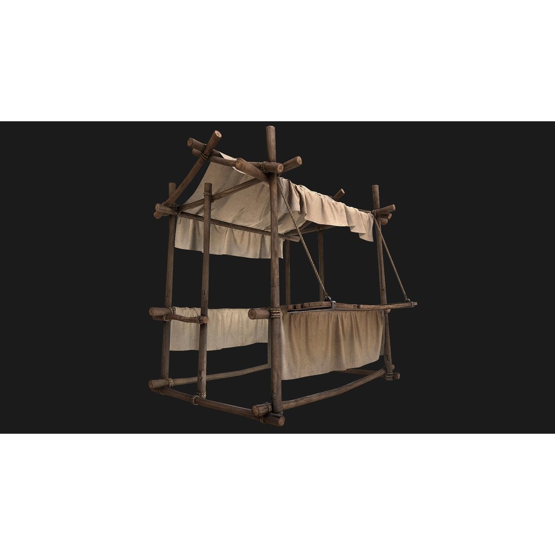 Market Stall 3D Model – Low Poly Game Ready Asset, FBX/PBR - View 7