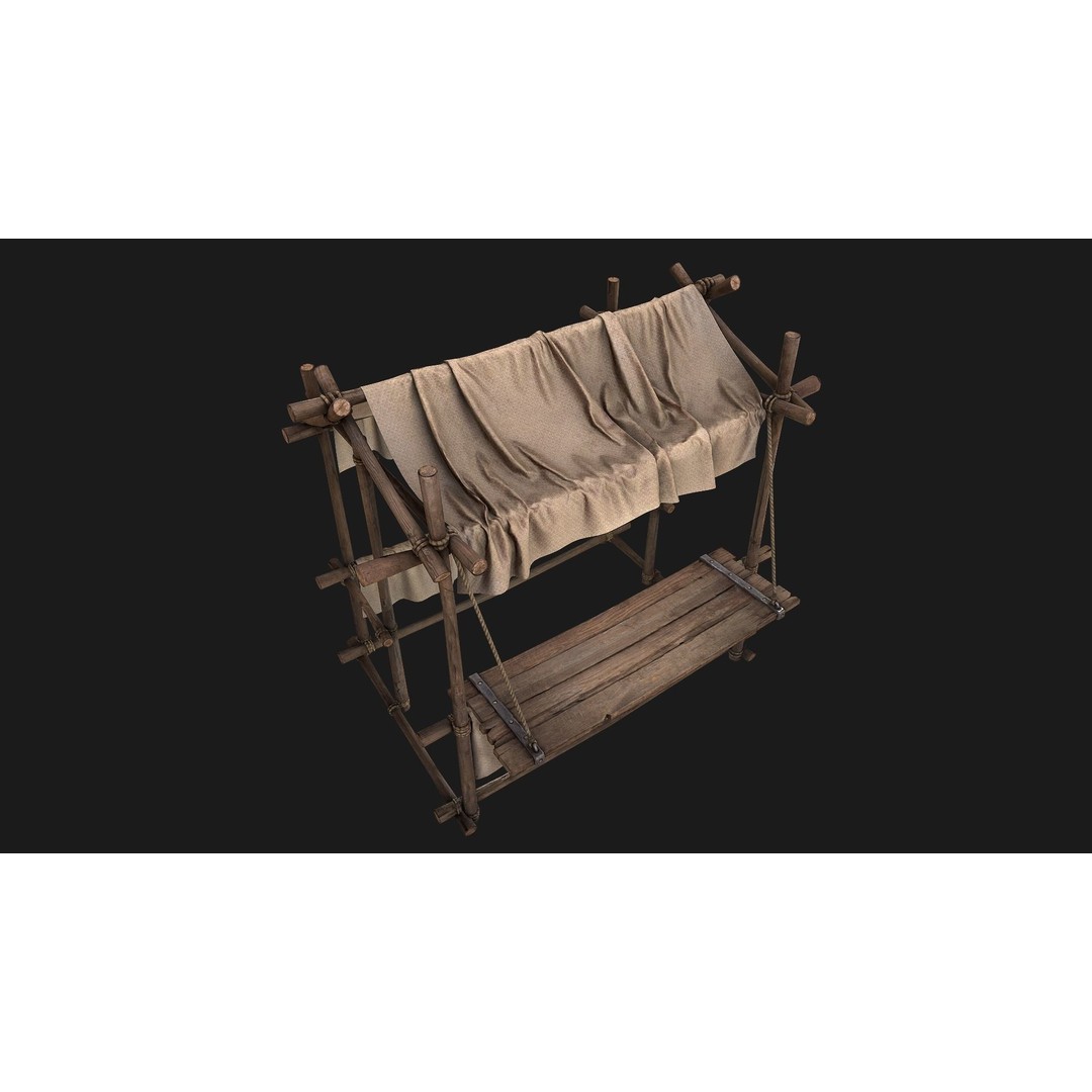 Market Stall 3D Model – Low Poly Game Ready Asset, FBX/PBR - View 8