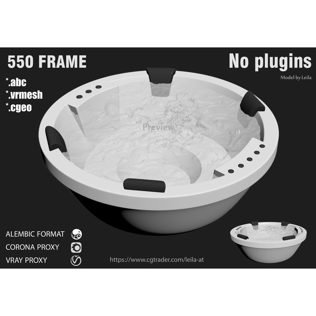 Jacuzzi Hot Tub Spa 3D Model – Animated Water Simulation, FBX, Alembic - View 5
