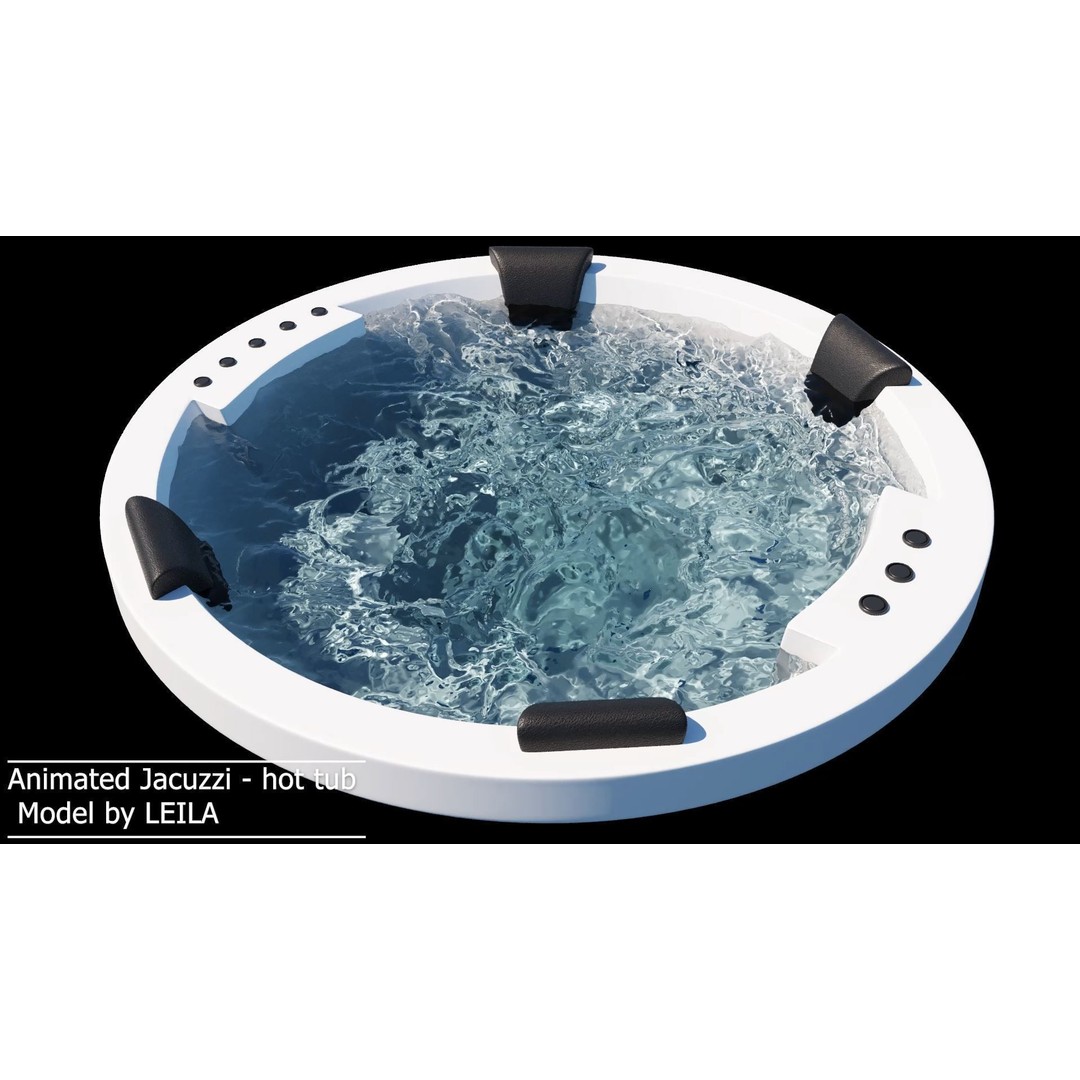 Jacuzzi Hot Tub Spa 3D Model – Animated Water Simulation, FBX, Alembic - View 6