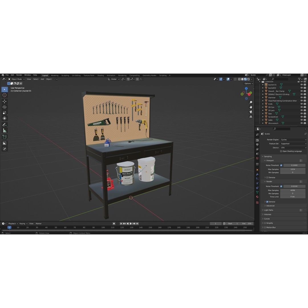 VEVOR Workbench 3D Model – PBR Textured, FBX & OBJ Formats - View 9