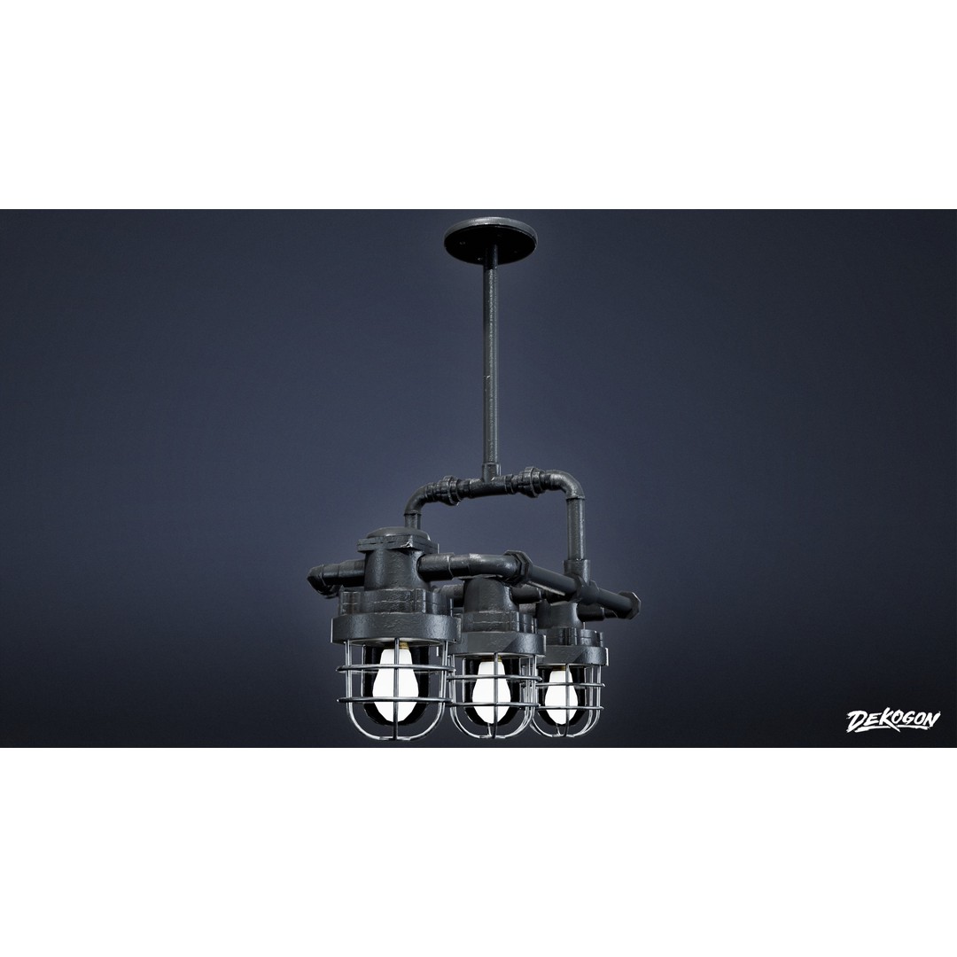 Iron Chandelier 3D Model – Low Poly Game Asset, FBX - View 4