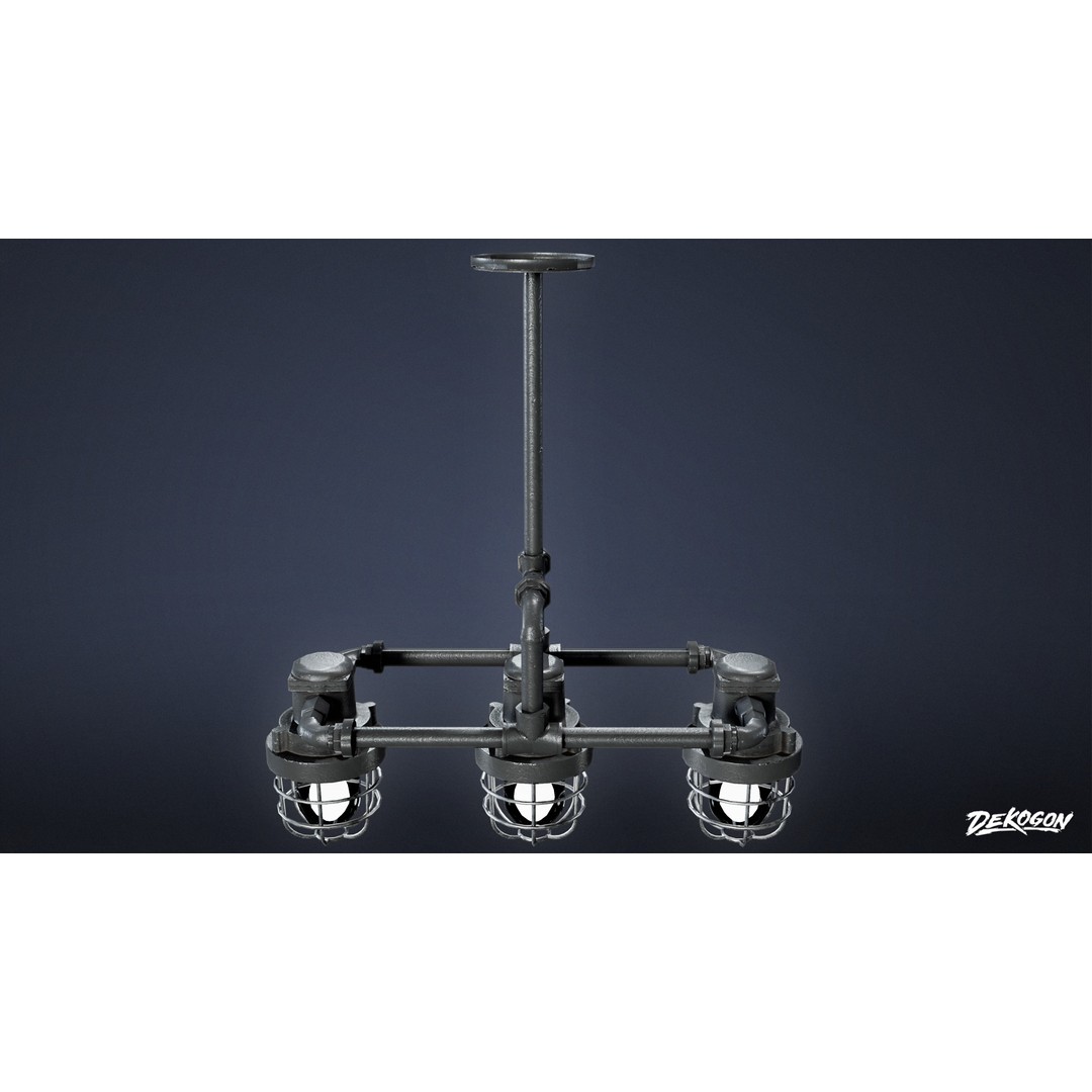 Iron Chandelier 3D Model – Low Poly Game Asset, FBX - View 7