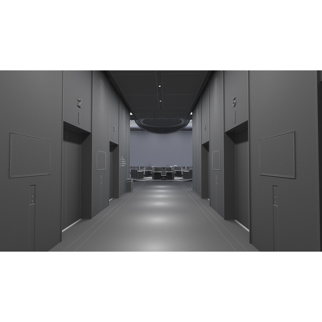 Monitoring Room Command Center 3D Model – High Poly Architectural Asset, FBX