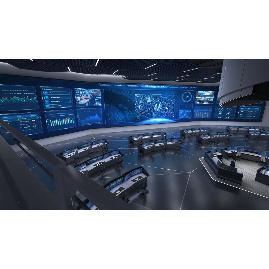 Monitoring Room Command Center 3D Model – High Poly Architectural Asset, FBX - View 11
