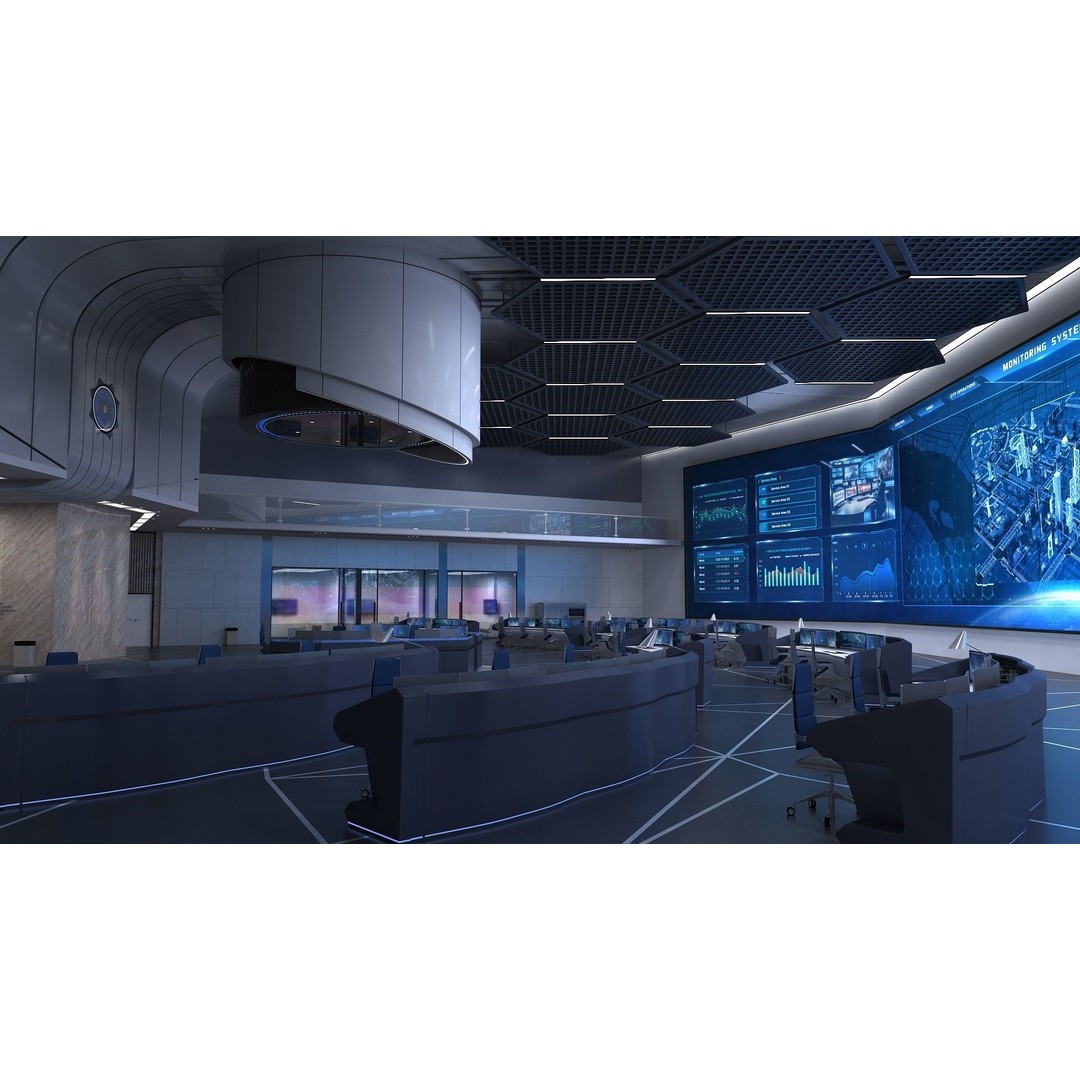Monitoring Room Command Center 3D Model – High Poly Architectural Asset, FBX - View 3
