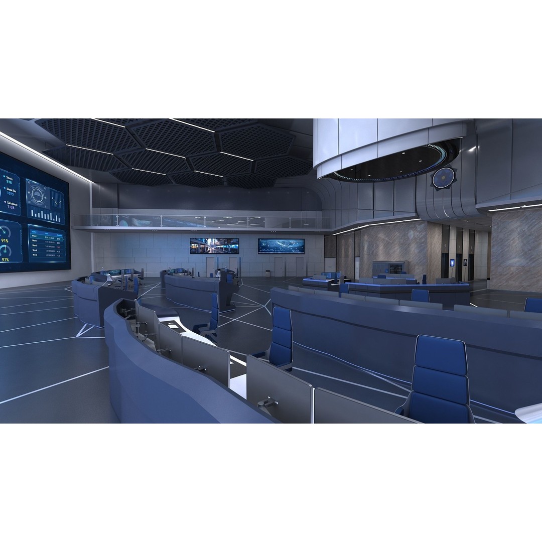 Monitoring Room Command Center 3D Model – High Poly Architectural Asset, FBX - View 6