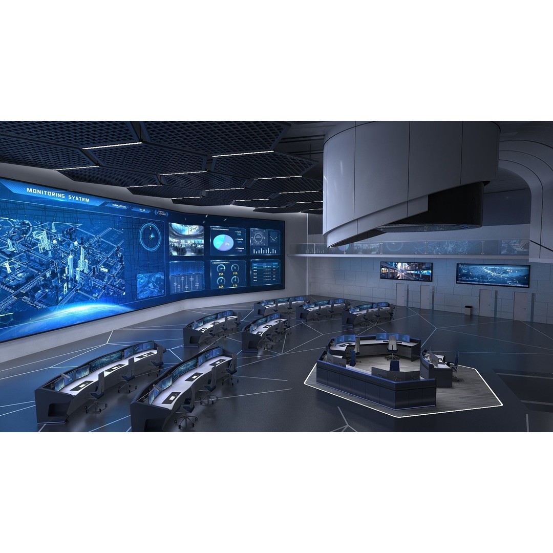 Monitoring Room Command Center 3D Model – High Poly Architectural Asset, FBX - View 8
