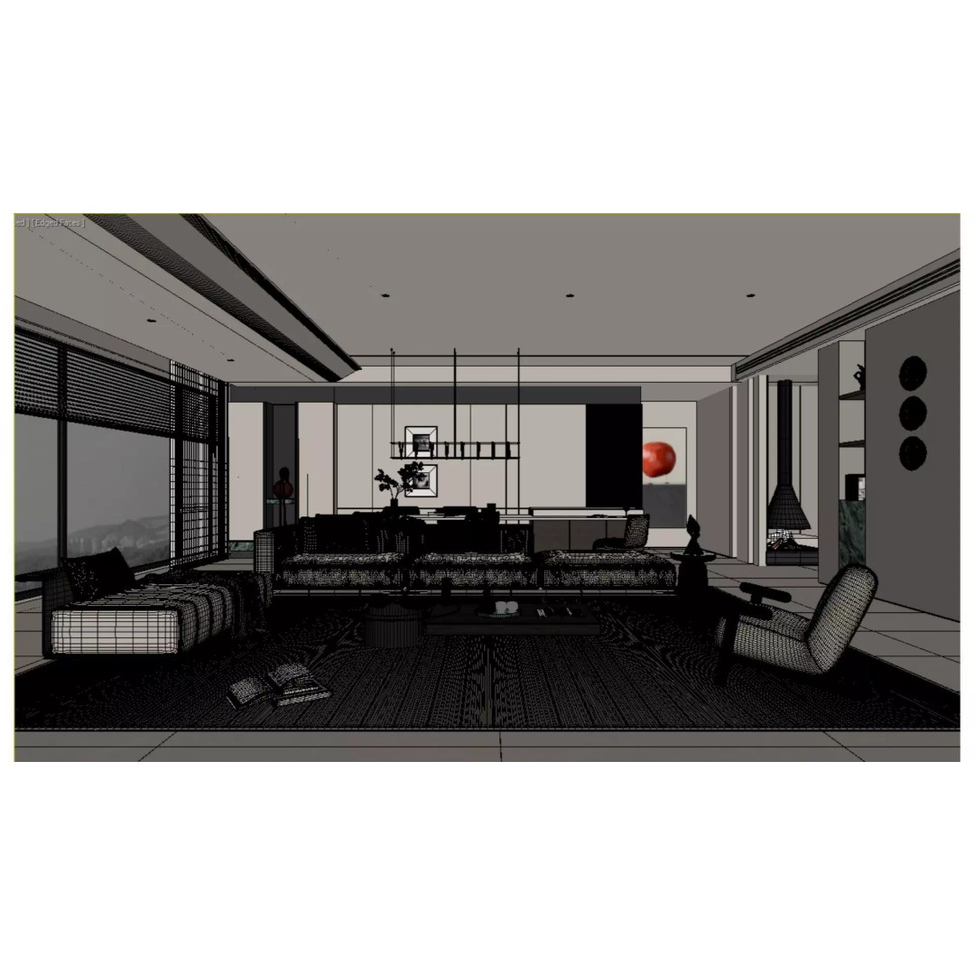 Luxury Living Room 3D Model – Modern Minimalist Design, FBX & OBJ
