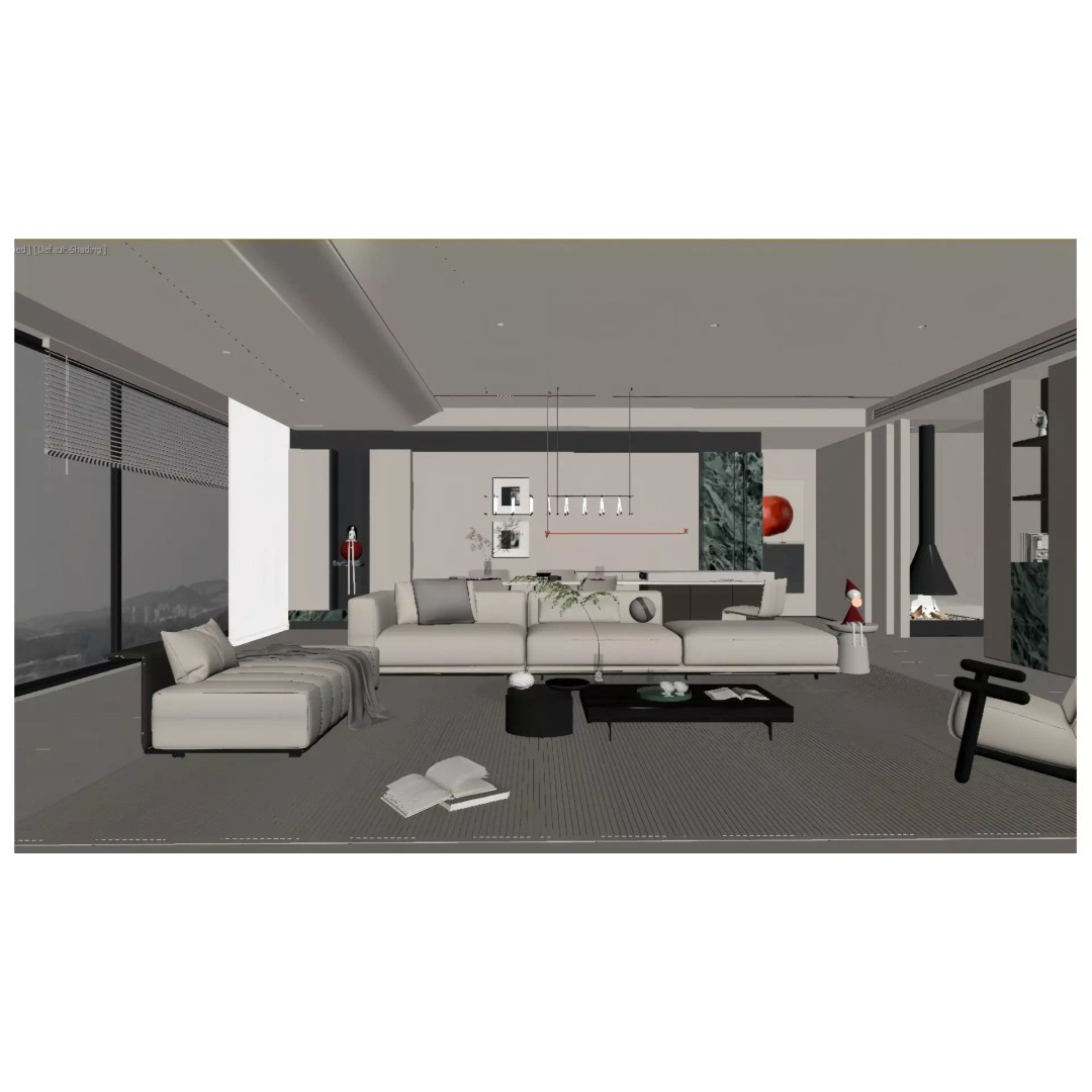 Luxury Living Room 3D Model – Modern Minimalist Design, FBX & OBJ - View 5