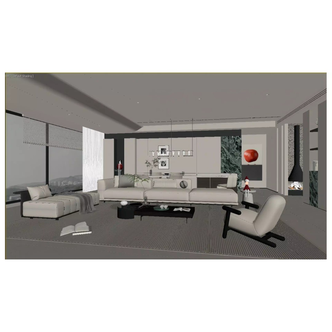 Luxury Living Room 3D Model – Modern Minimalist Design, FBX & OBJ - View 6