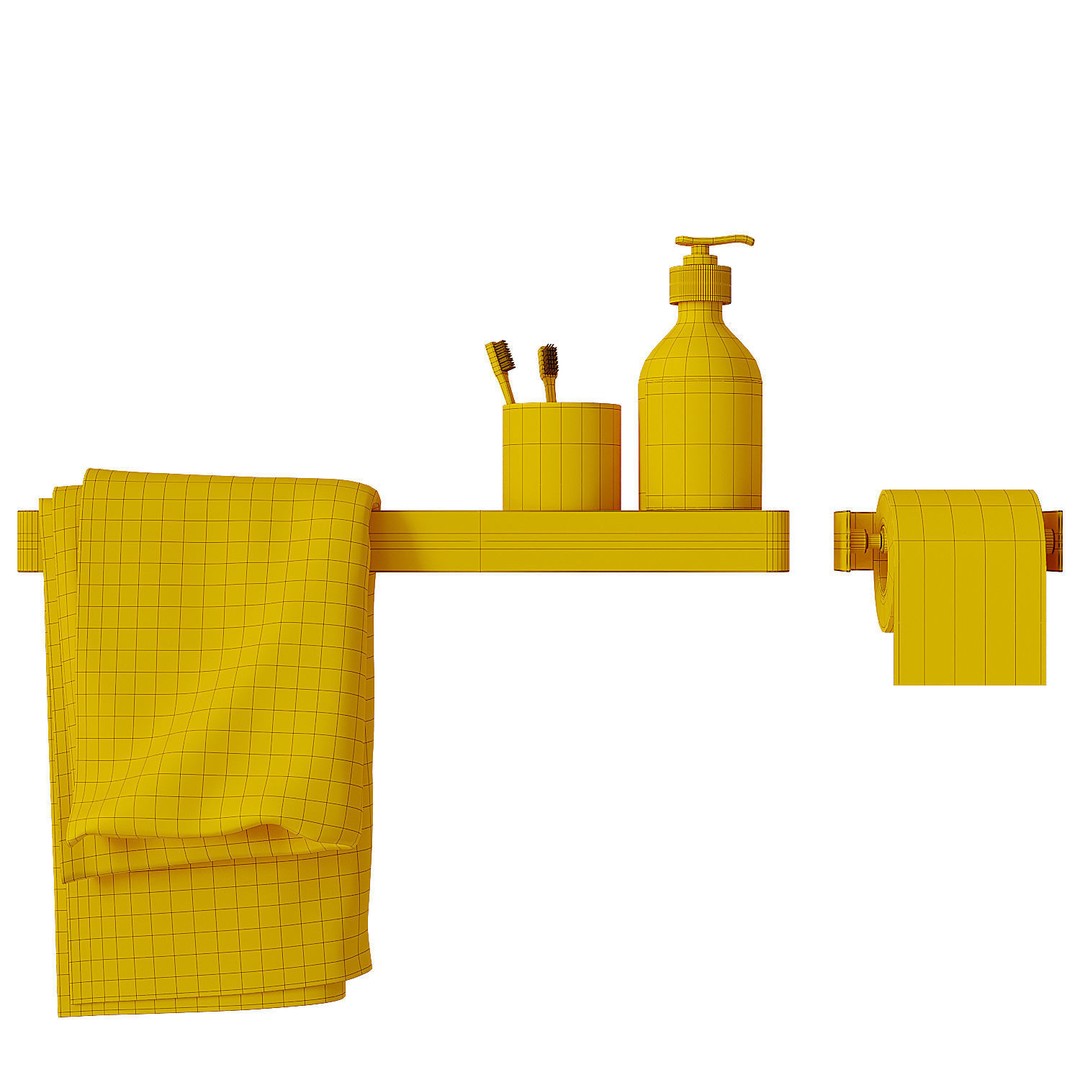Decorative Bathroom Set 3D Model – Scandinavian Accessories, FBX