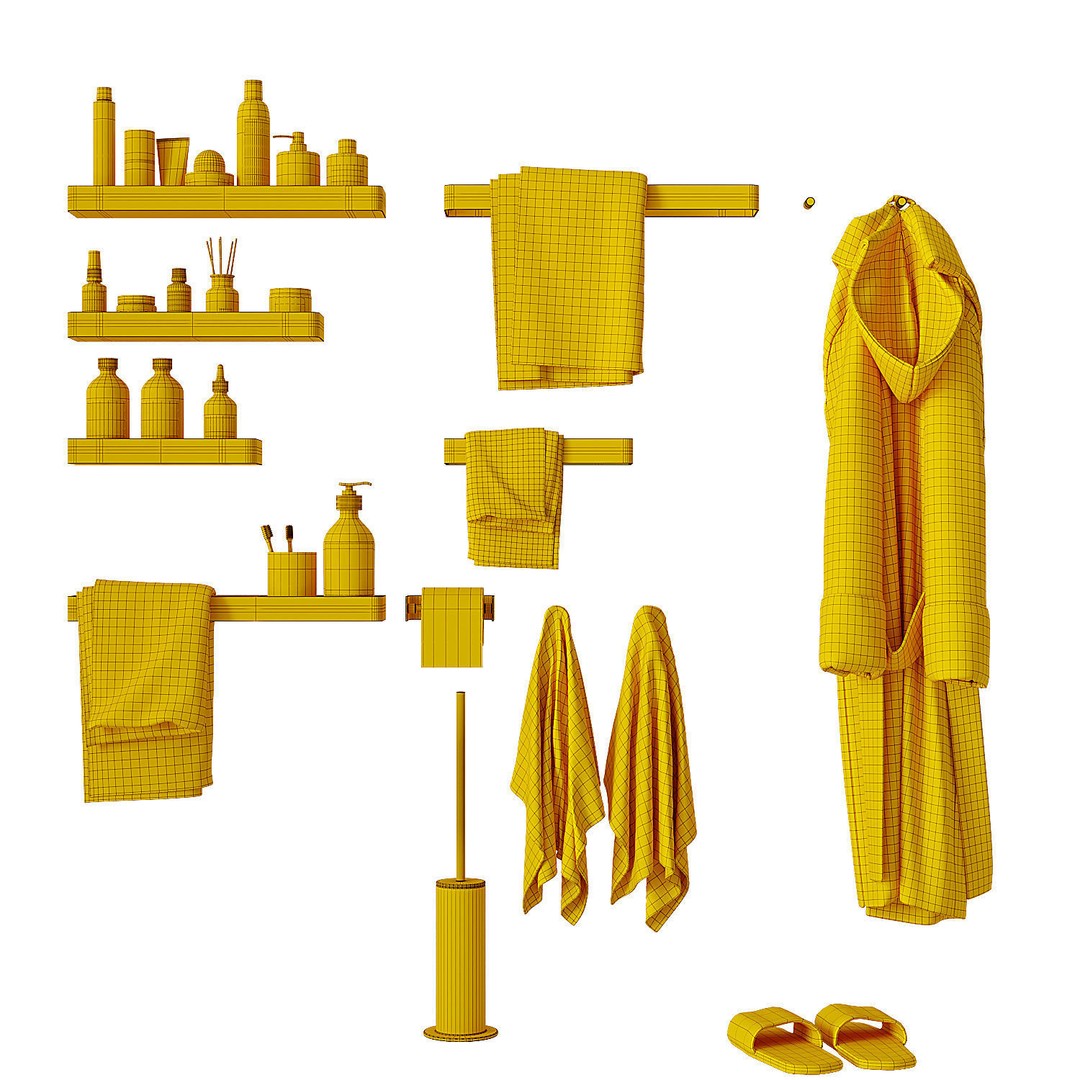 Decorative Bathroom Set 3D Model – Scandinavian Accessories, FBX - View 10