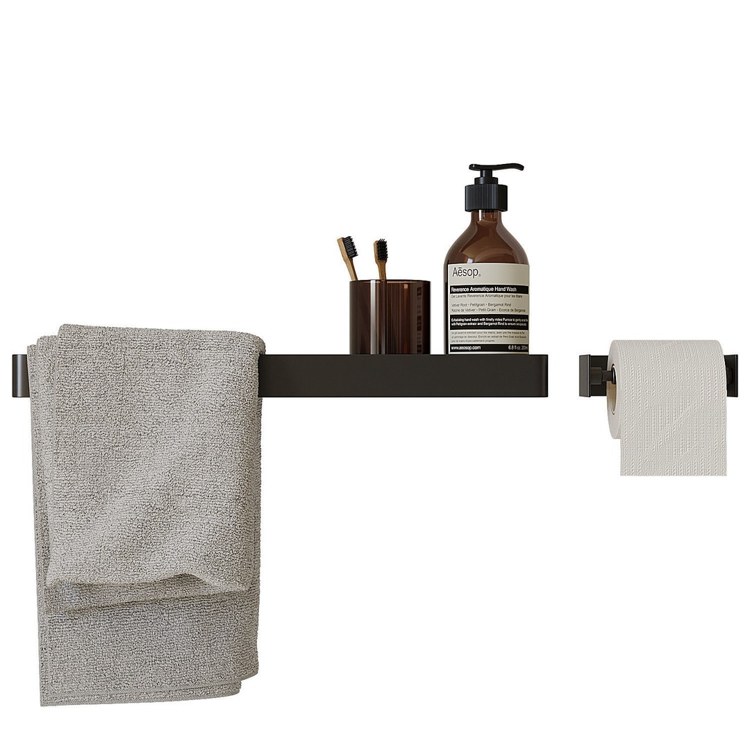 Decorative Bathroom Set 3D Model – Scandinavian Accessories, FBX - View 6
