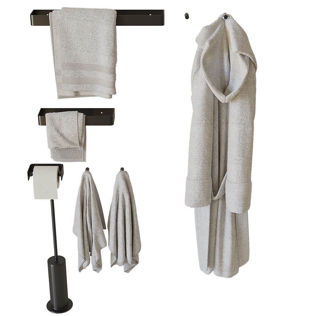 Decorative Bathroom Set 3D Model – Scandinavian Accessories, FBX - View 8